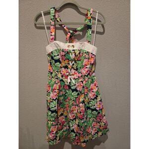 Lilly Pulitzer Women's Floral Halter Dress 4 Multicolor Short Garden Party Bloom